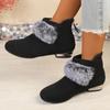 2025 New Women's Shoes Winter Warm Boots Low Heel Anti-Slip Commuter Boots Fashion Zipper Short Boots