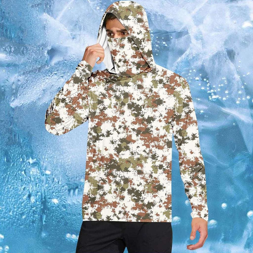 Herrskjorta med mask Lätt långärmad huva Vandring Fiske Prestanda