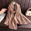Brand Women Silk Scarf Female Stripe Foulard Femme Pashmina Shawls And Wrap Big Size Scaves Beach Towel Bandana Muslim Hijab