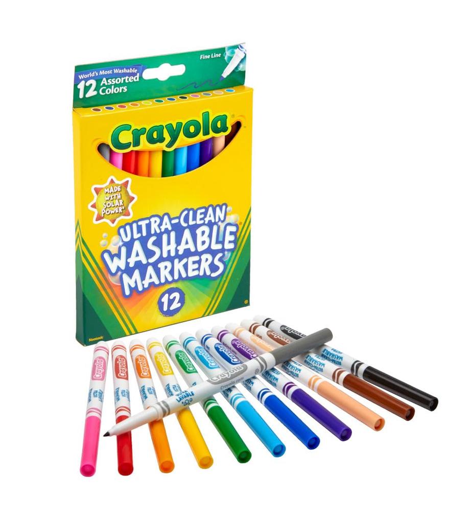 Crayola Marker 12 Fine Product Number 587813 Water-Removable Pens, Colors, Tip, Authentic,