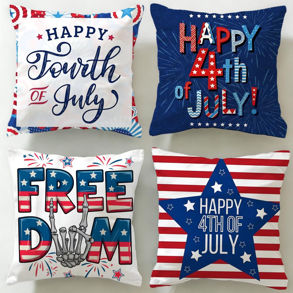 Jessica Chen Unisex Holiday Independence Day Cushion Cover Soft & Easy-Wash Pillow Case – Versatile For Couch, Bed, Travel And Office