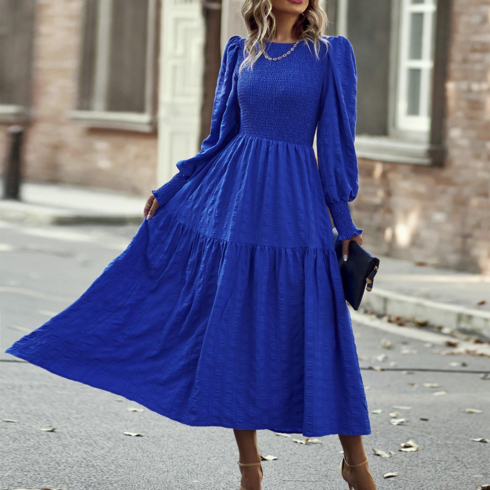 

Женская однотонная плиссированная юбка миди с высокой талией, элегантная лавандовая, с длинным рукавом M