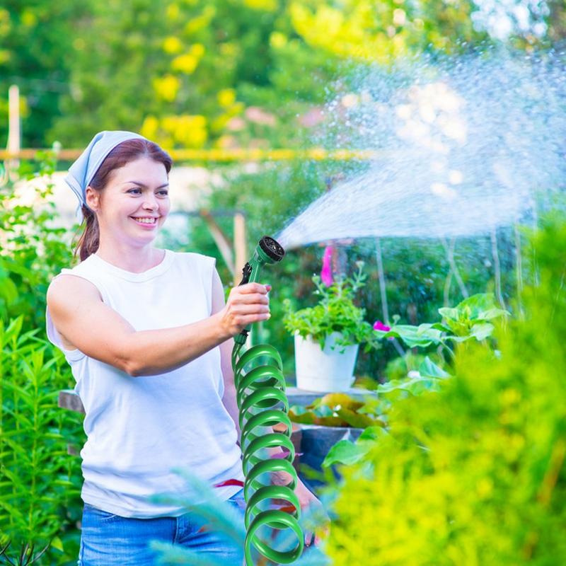10/15m Coil Garden Hose 5 Watering Mode Water Hose Expandable With Spray Nozzle Irrigation System Lightweight Ergonomic Sprayer