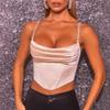 Sexy Women's  Suspender  Vest Rhinestone - Strapped Satin Crop Camisole: Chic & Sparkly, Multiple Colors Available
