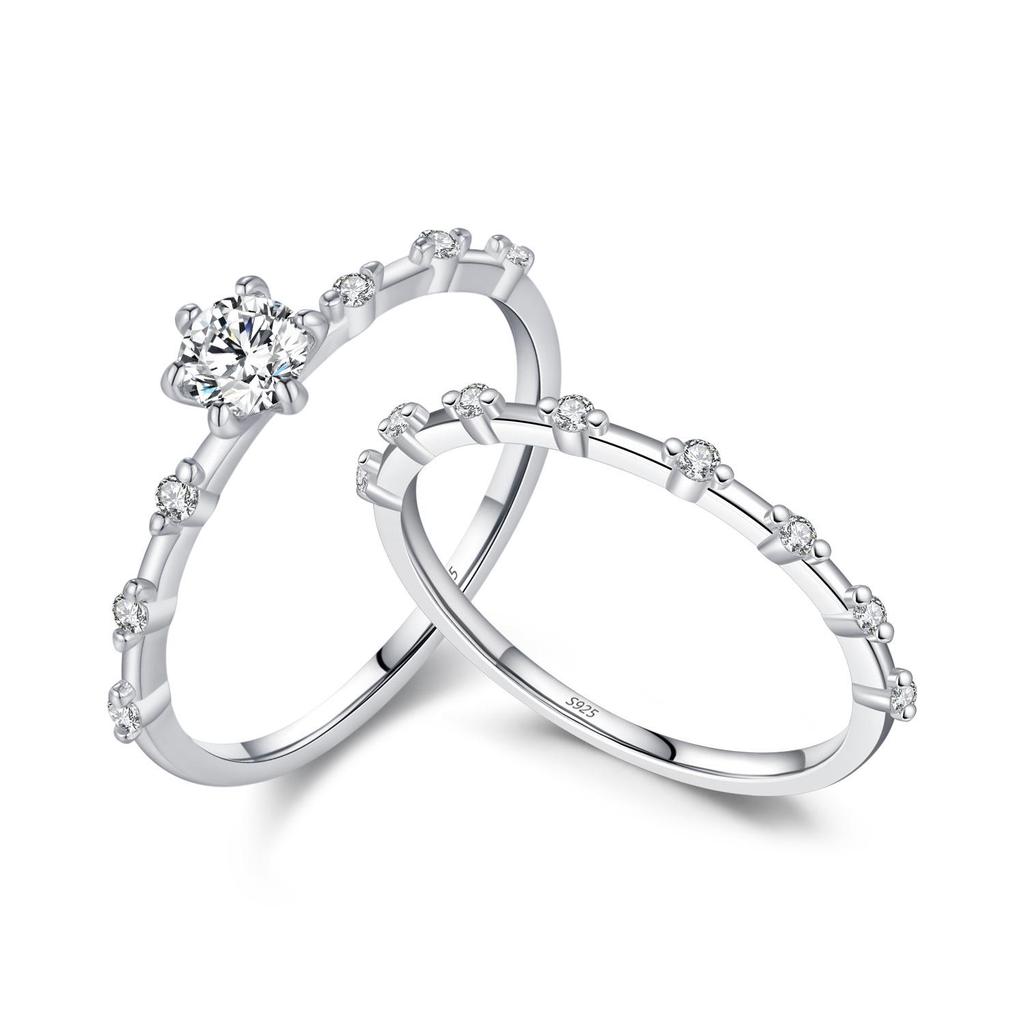 MODIAN Women's Moissanite Sterling Silver Luxury Shiny Ring