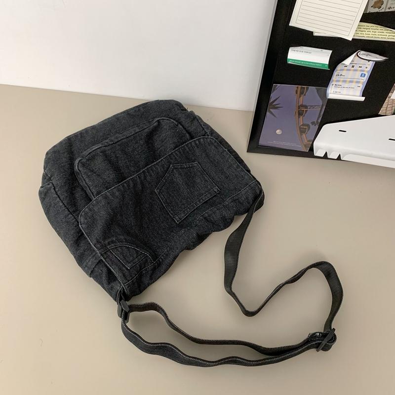 Джинсовая сумка мужская большая вместительная сумка через плечо студенческая сумка — фото 11