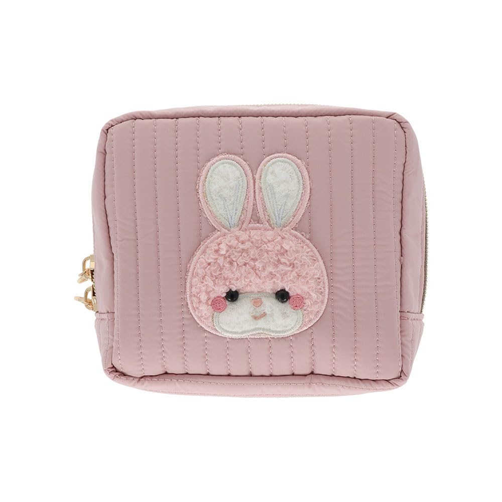 Sun-Star Stationery Retro Plush Collection Yoshitoku Goods Quilted Square Pouch Creamy Rabbit S2338114