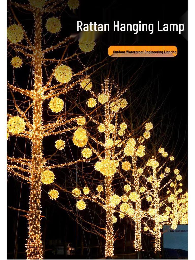 LED Colorful Rattan Ball String Lights - Flashing Starry Sky Decoration for Trees, Streets, Malls, Parks