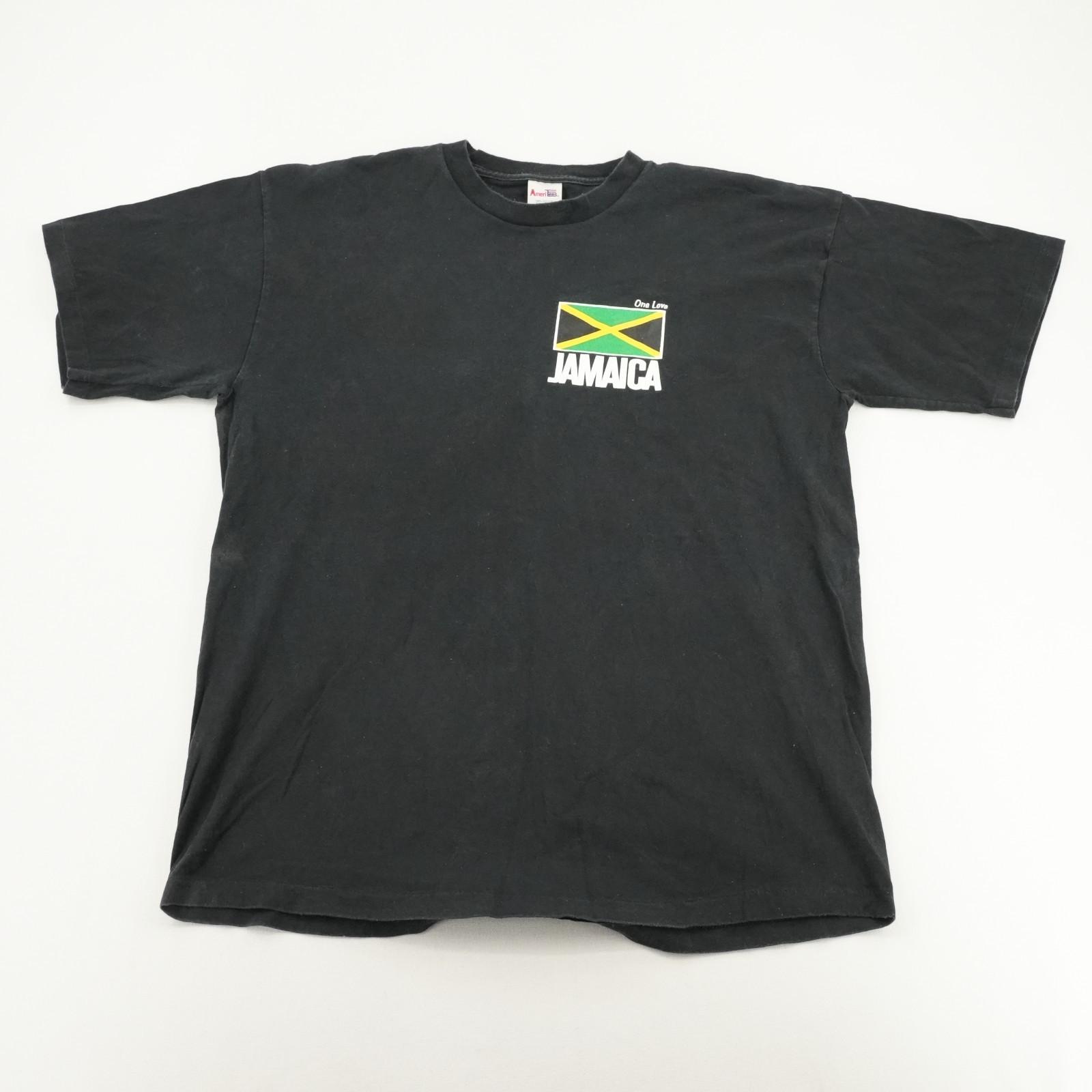Vintage 1990s AmeriTees Black Jamaica Flag Graphic T-Shirt Tee Shirt Size XL Unisex T-Shirt XL