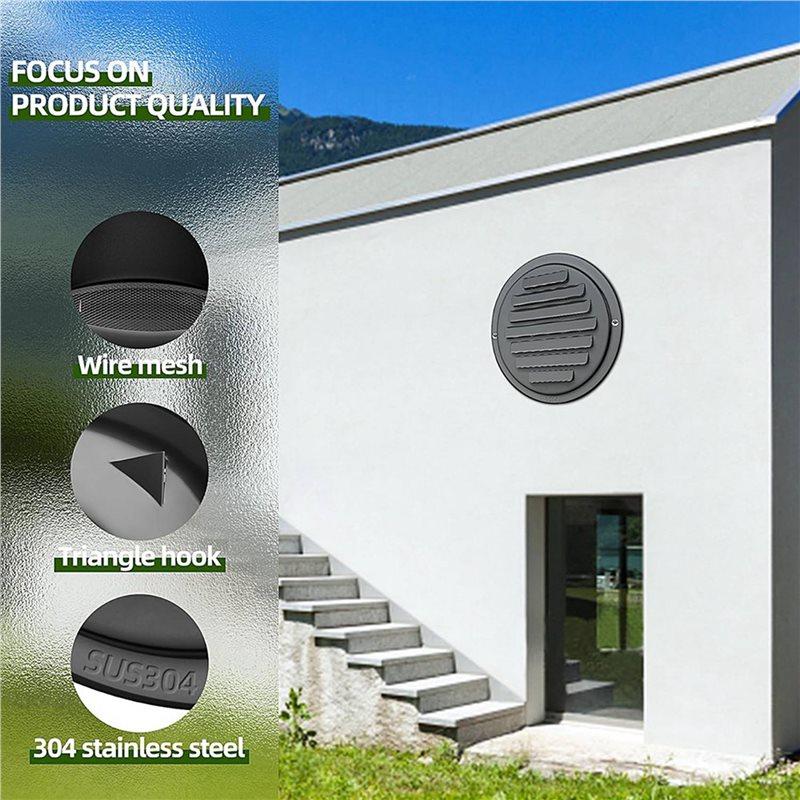 ABBP-5Pcs 4Inch 304 Stainless Steel, Louvered Grille Cover Vent Hood Flat Ducting Ventilation Air Vent Wall Air Outlet