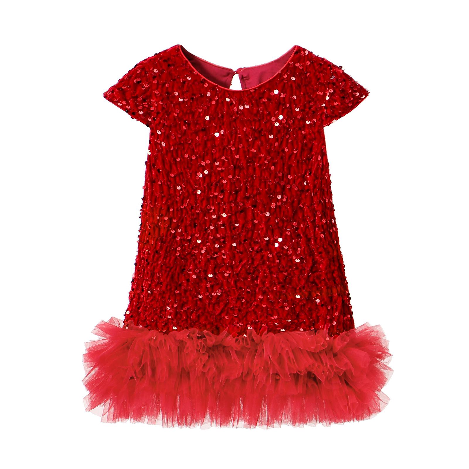 

Осеннее платье-пачка принцессы из сетки с пайетками для детей 130cm