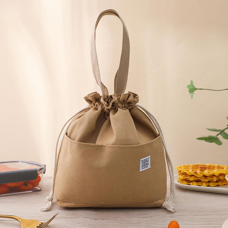 1/3Pcs Drawstring Canvas Insulated Lunch Bag Aluminium Foil Thermal Bento Box Tote Cooler Handbags For Office Outdoor Picnic New