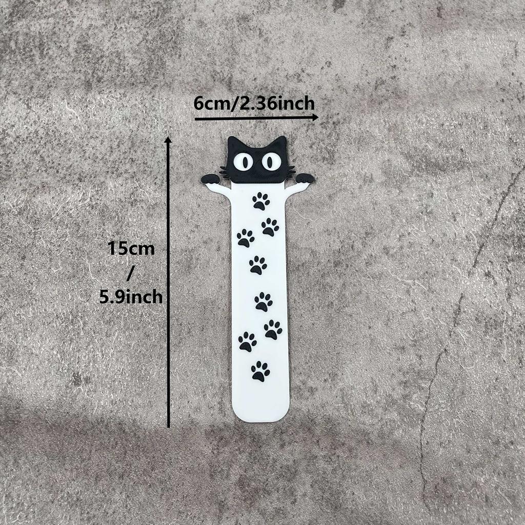 2D Acrylic Flat Black Cat Head and Paw Bookmark Is Perfect for Giving To Cat Lovers, Students, Teachers, Readers and Book Lovers