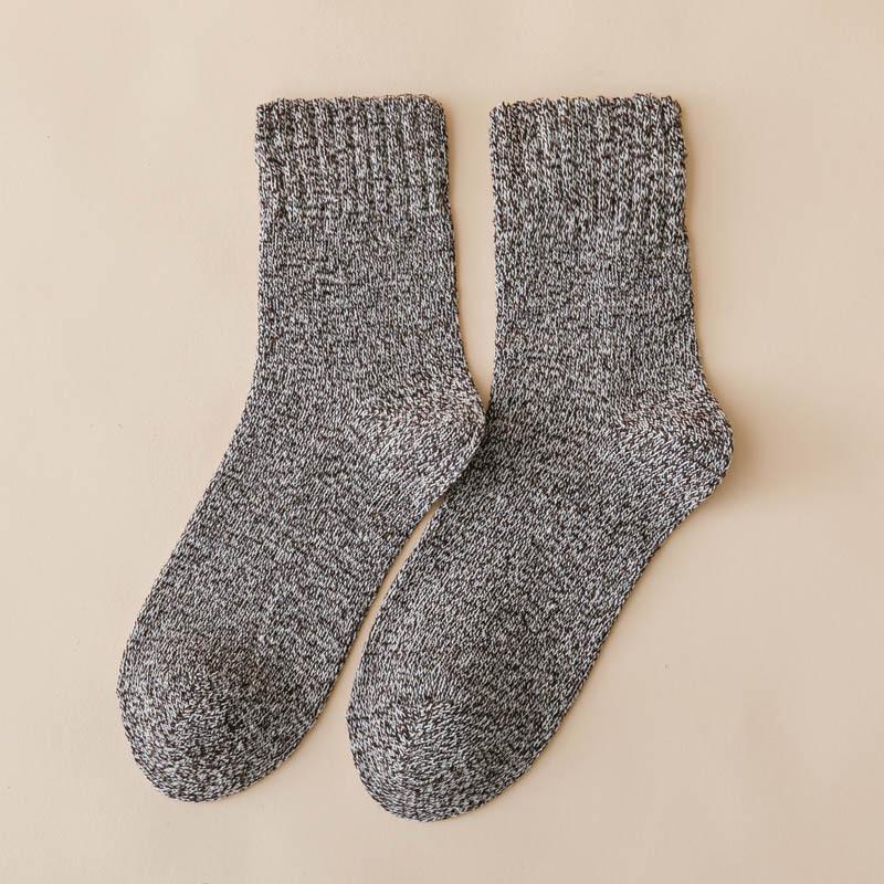 

Men s Retro Chunky Knit Warm Mid-Calf Socks - Autumn/Winter Solid Color Men s Mid-Calf (Bare Socks)
