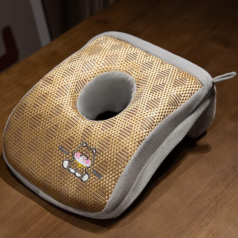 Portable Husky Nap Pillow with Rattan Mat