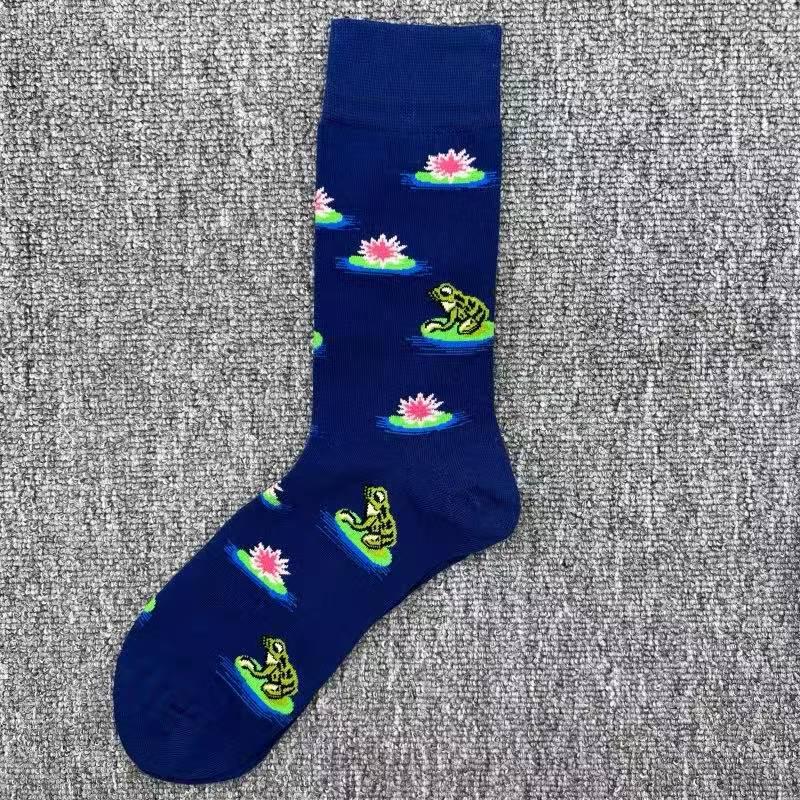 Happy Socks Men's Colorful Cartoon Astronaut Planet Floral Mid-Calf Socks, Large Size - Trendy Swedish Brand.