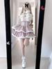 Pearl Lace Bow Plush Lolita Knit Skirt Suit - Autumn Winter Collection
