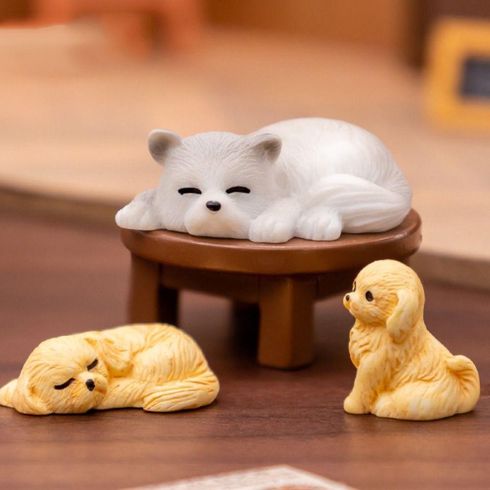 DIY Crafts Cartoon Puppy Statue Cute Mini Animals Figurine New Miniature Dog Figurines