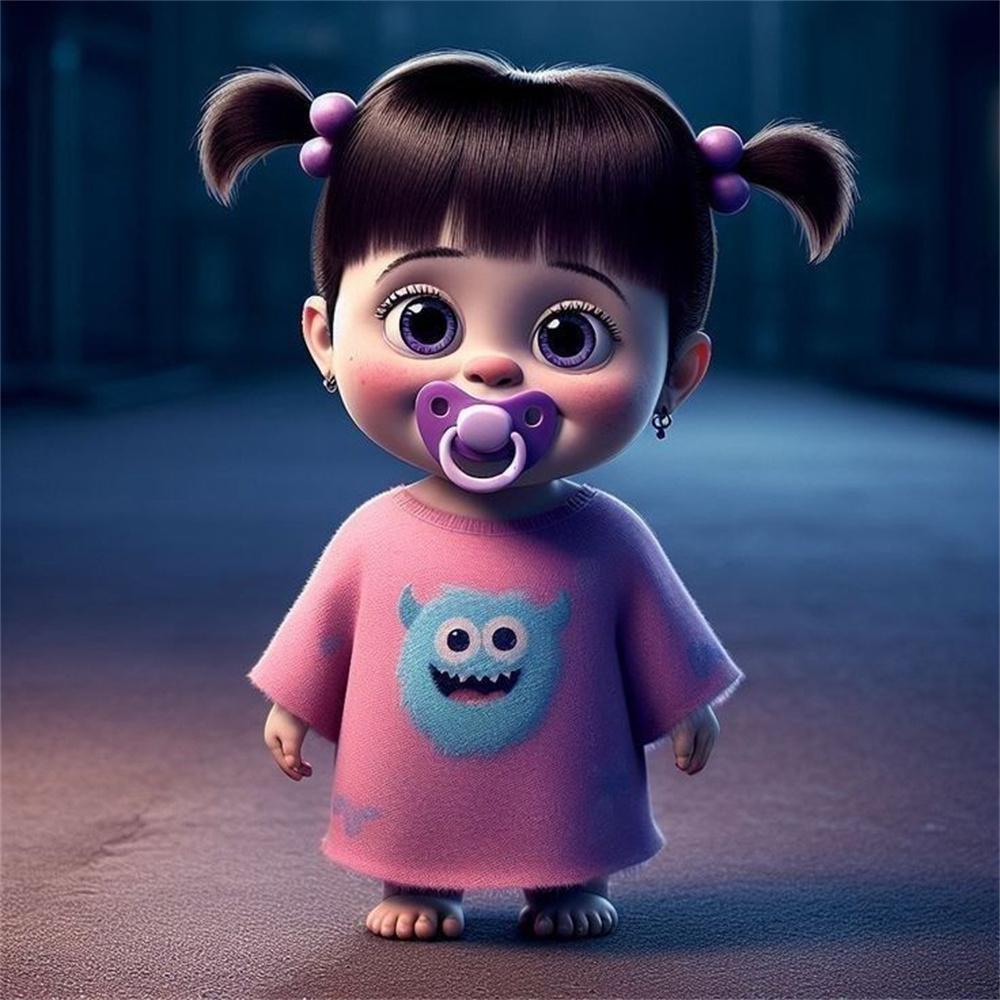 2026 Nowy Disney Potwory i Spółka Urocza Dziewczynka Haft Diamentowy Kreskówka Okrągły Obraz Diamentowy Mozaika Puzzle Dżety Dekoracja Domu