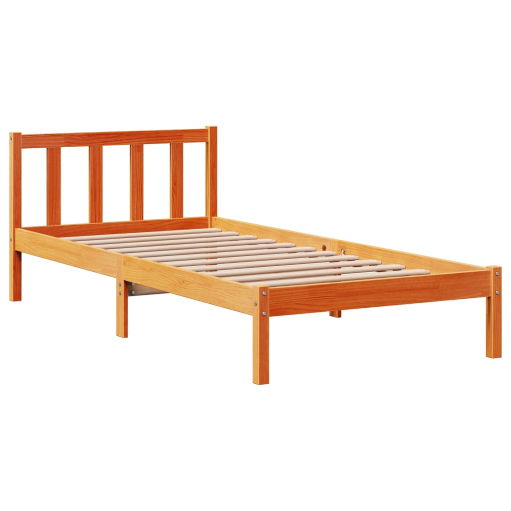 Wooden Bed Frame with Headboard without Mattress Wax Brown 100x200 cm
