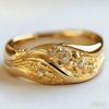 Trendy Inlaid White CZ Flower Women's Ring Classic Gold Color Hand Carving Daily Wear Party Jewelry Anniversary Gift