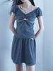 Hety Waffle Rose Cotton Skirt (Charcoal)
