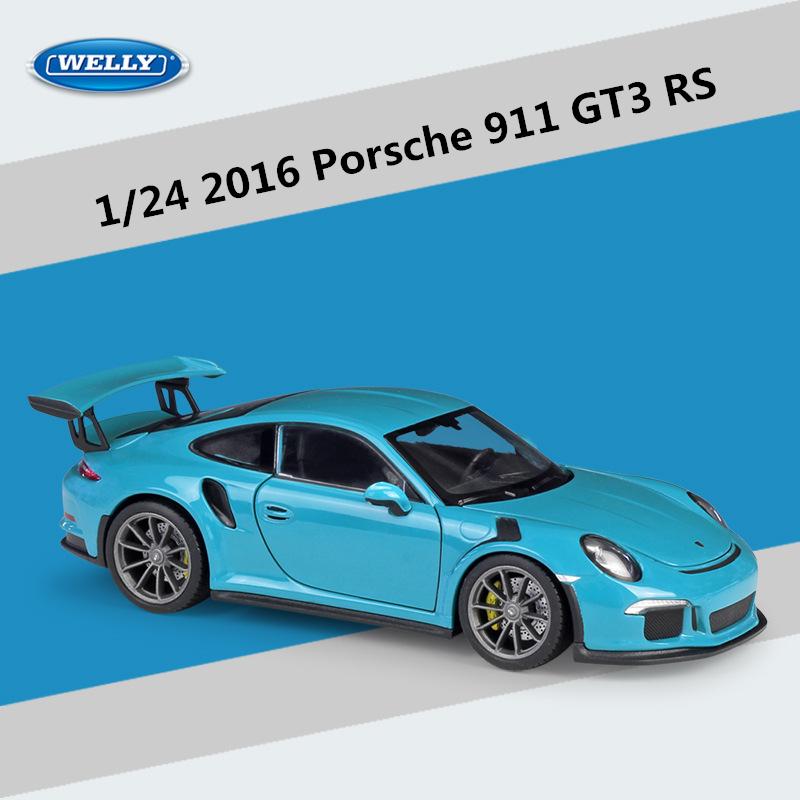WELLY 1:24 Porsche 911 GT3 RS Alloy Sports Car Model Diecast Metal Track Racing Car Vehicles Model High Simulation Kids Toy Gift