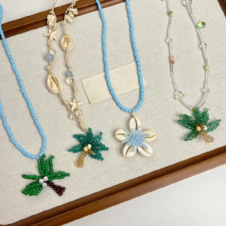 Bohemian Coconut Tree Shell Necklace Adjustable Layer Chain Acrylic Alloy Jewelry for Women Casual Beach Vacation Wear
