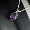 Women's Purple Zircon Teardrop Pendant Chain Choker Necklace Noble Jewelry Gift