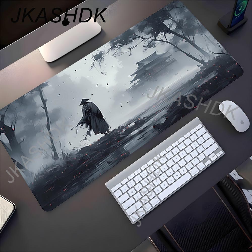 Game Mouse Pad Japanese Samurai Devil Mousepad Black Gamer Desk Mats Esports Mouse Pad Carpet Gaming Accessories Table Mat