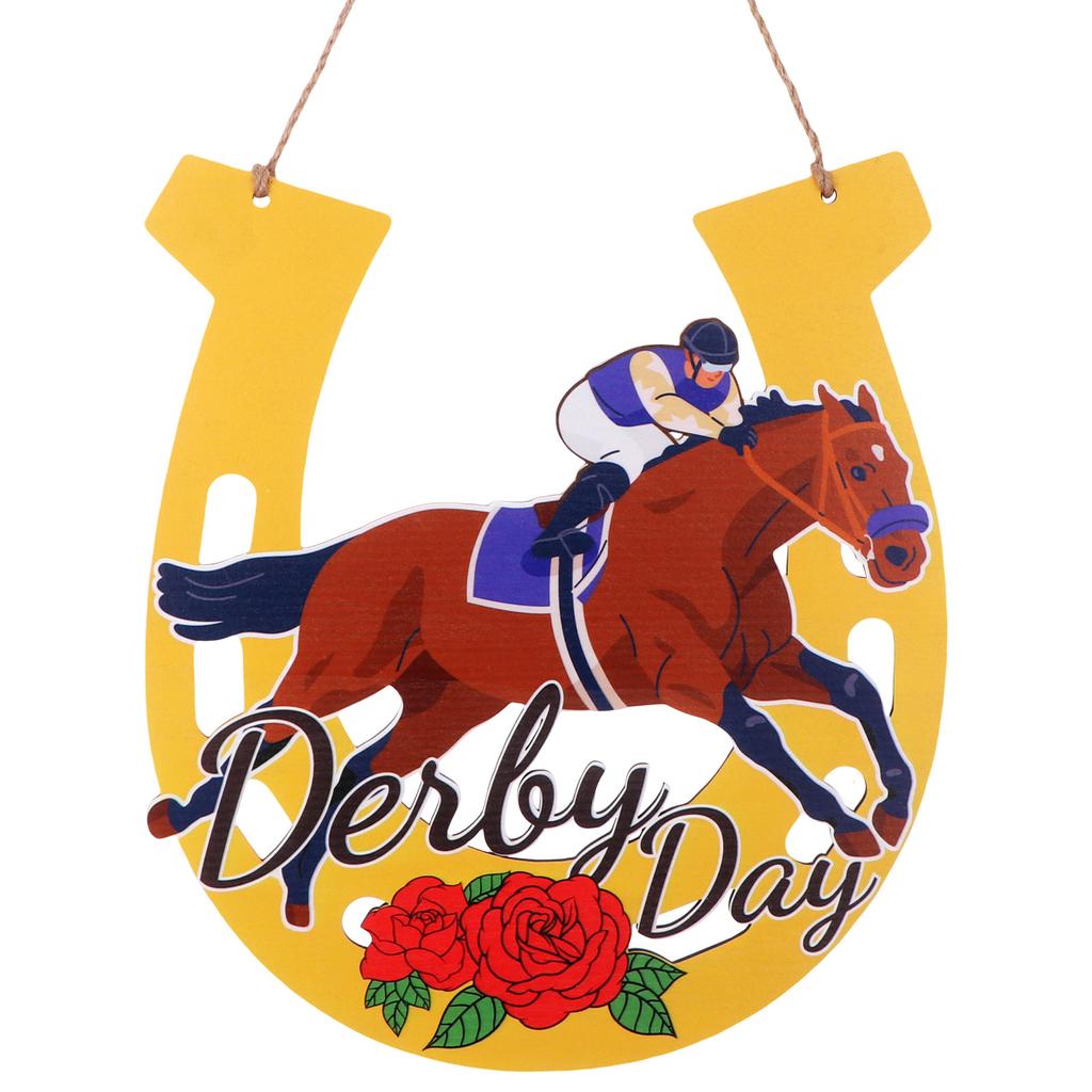 Kentucky Horse Racing Derby Ornaments Derby Day Wooden Front Door Sign Run For The Roses Door Hanger Jockey Horseshoe Porch Hang