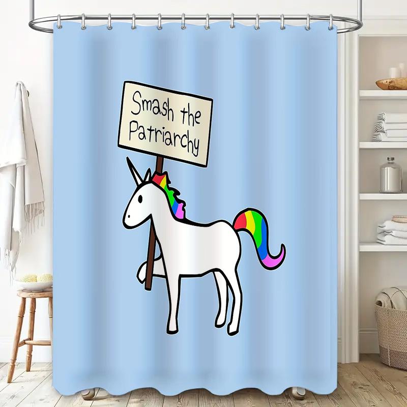 Unicorn Rainbow Shower Curtain Cute Magical Horse Bathroom Decor Washable Fabric Liner Hippie Aesthetic Room Decor Gift