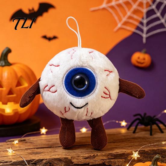 Novelty Eye Plushie Halloween Eyeball Plush Keychain, Funny Scary Stuffed Toy Pendant Polyester Fiber Doll for Backpack, Spooky Mini Bag Charm, Party