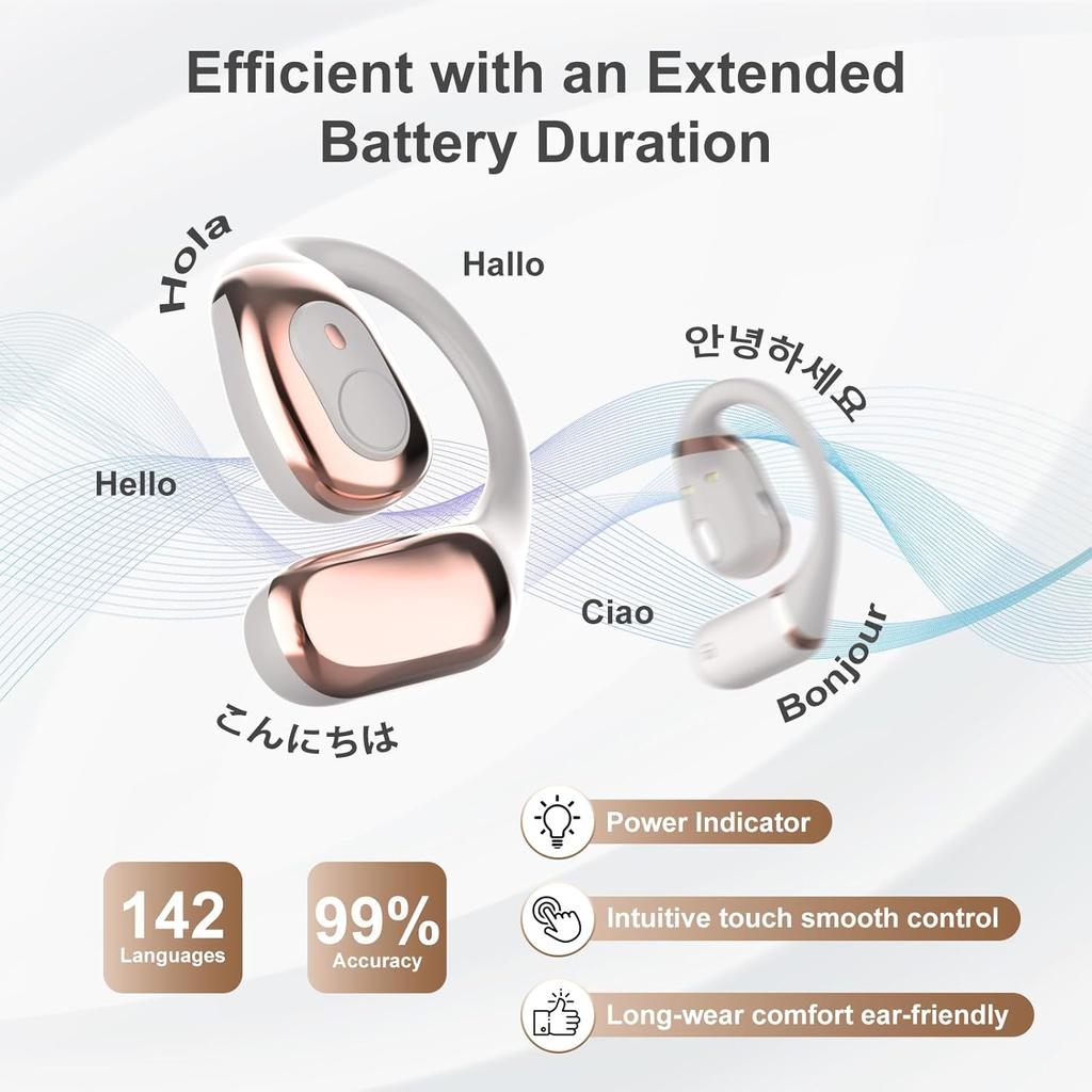 AI Translatior Earbuds Real Time,144+ Language Tow-Way Translation Headphones,Spanish English Translating Device with APP,Bluetooth Headphones Ear