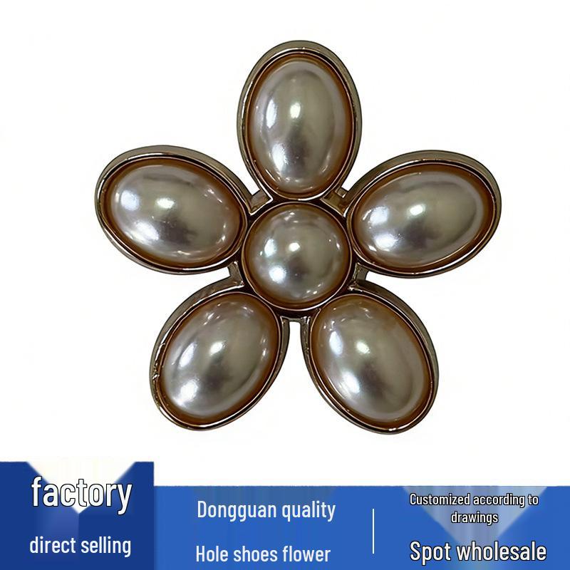 New Metal Pearl Flower Shoe Buckles and Decorations