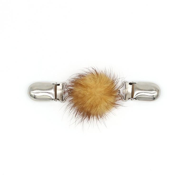 Stylish Fuzzy Sphere Embellished Shawl Clip Sturdy Neckline Clip Fastening Buckles Suitable For Various Occasions