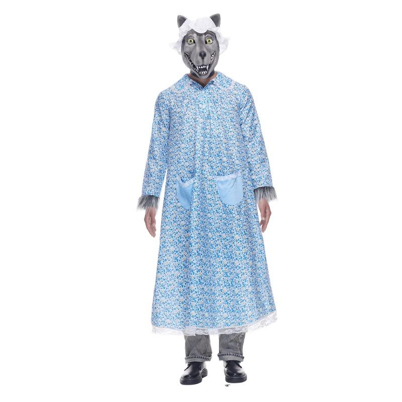 

Взрослый костюм Большого Злого Волка Бабушки Смешной Хэллоуин Сказочный Костюмы Красной Шапочки для Мужчин Женщин Пурим Карнавальная Вечеринка One Size синий