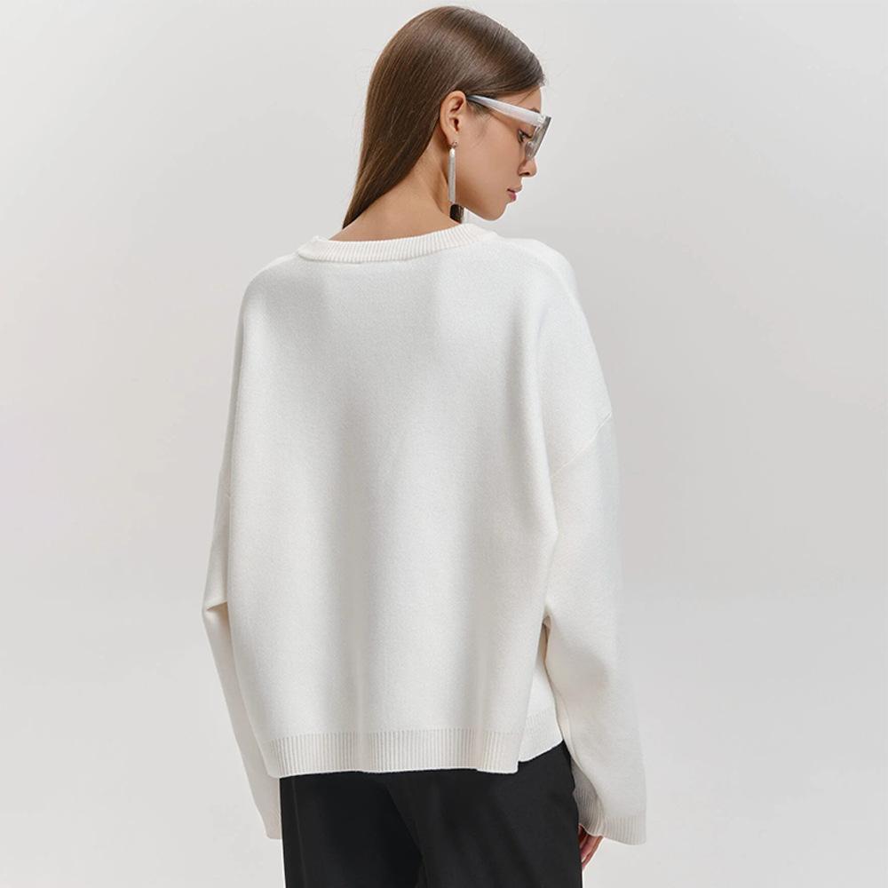 Red Love Sweater Autumn Lines Heart Sweater Round Collar Pullover Sweater Slimming Blend Office Comfortable Versatile Undercoat Long Sleeves Sweater