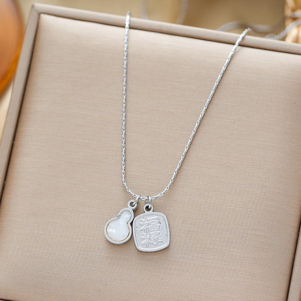 Women's Silver Titanium Steel Necklace with Micro-Inlaid Zircon - Elegant, Durable Clavicle Chain Jewelry