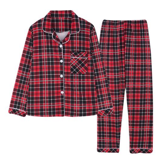 Family Christmas Pjs Matching Set Plaid Long Sleeve Button Down Sleepwear Holiday Soft 2 Piece Lounge Sets