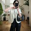 Chinese Style Jacquard Buttoned Vest For Women Casual Sleeveless Round Neck Waistcoat Outerwear