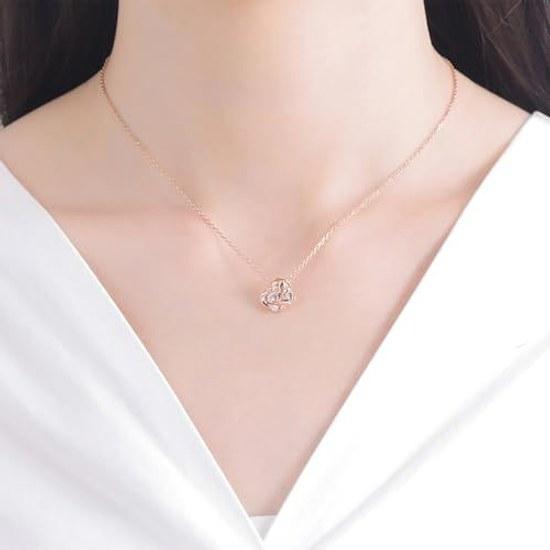 White Clover My Melody 50th Anniversary Ladies Necklace Dancing Stone Sanrio Characters Silver 925 Surgical Stainless Steel 316L Cubic Zirconia Heart