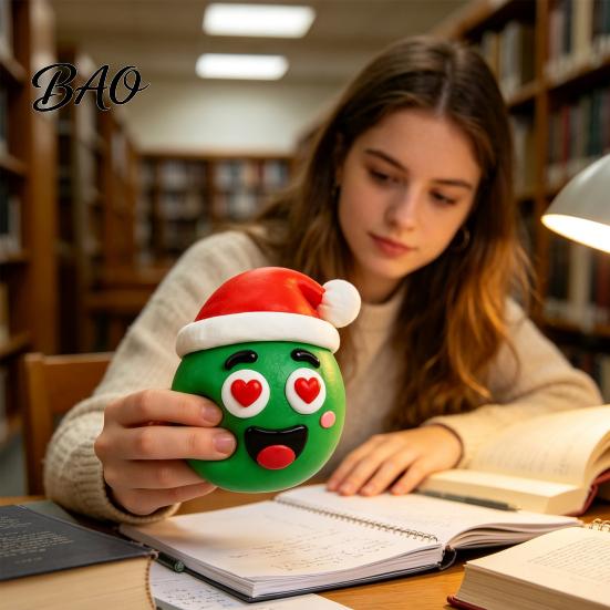 Stress Ball with DIY Expression Accessory 1/5Pcs Christmas Relief Toy, Reindeer Snowman Toy Detachable Accessory, Soft Squeeze Sensory Party Favors