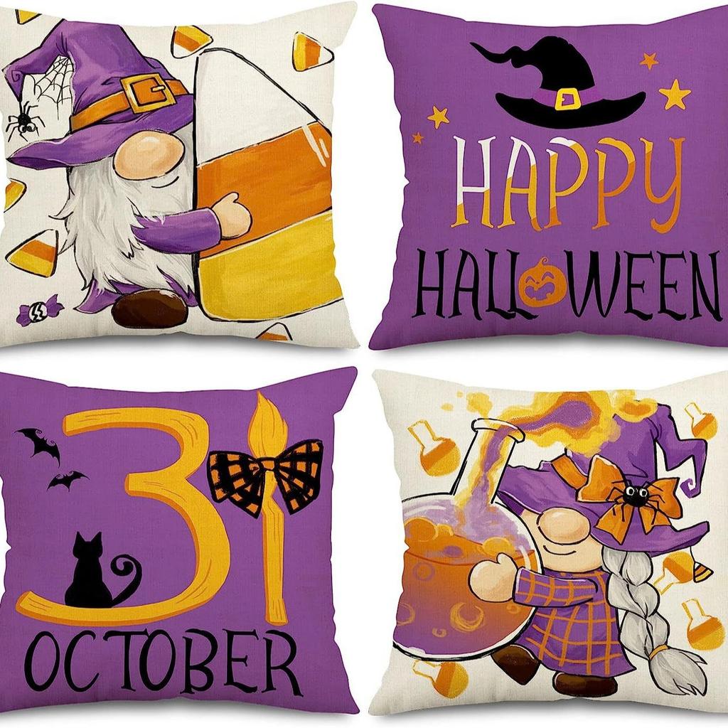 Neue Halloween Dekoration Zuhause Leinen Kissenbezug Lustiger Kürbiskopf Sofa Kissenbezug Kombination