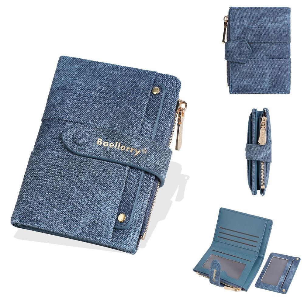 

High Quality Pu Leather Short Wallet Zipper Large Capacity Card Bag Multifunctional Multi-card Slot Card Holder For Women Men синий