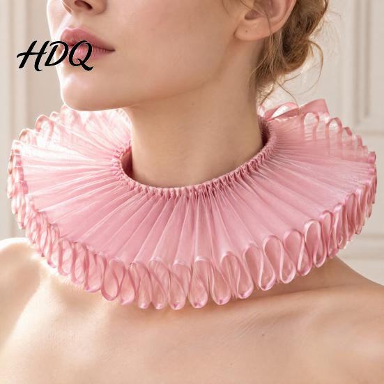 Adjustable Neck And Wrist Ruffle Set Vintage Ruffled Collar Set Victorian Lace Fake with Matching Gothic Lolita Cosplay Outfit Props Cuffs