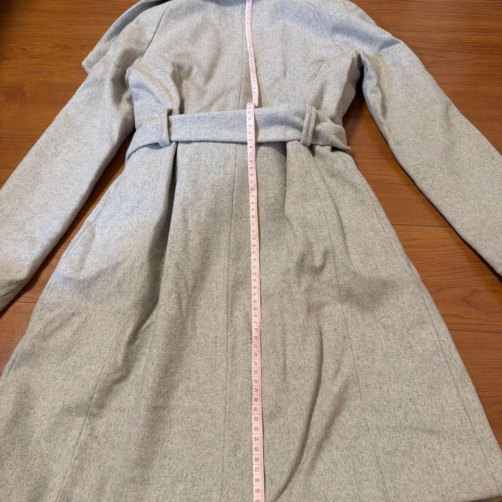 Used Long coat with belt light gray