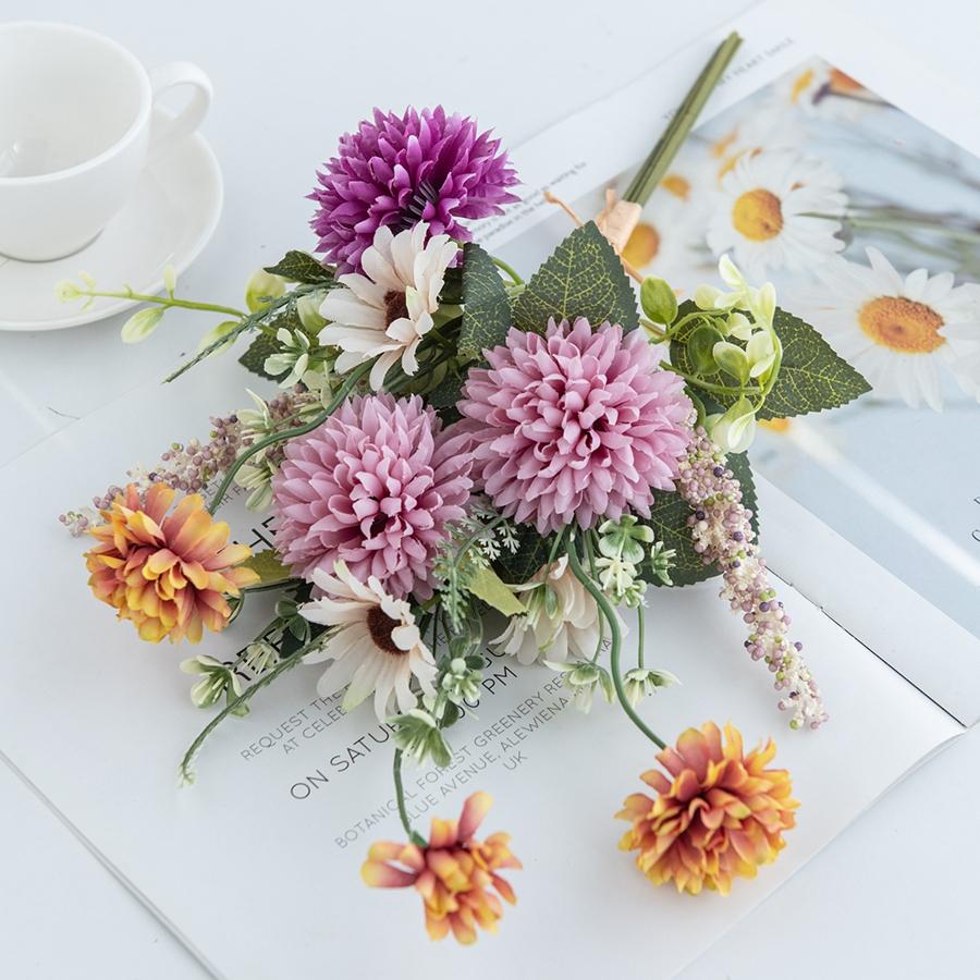 1/2pc Silk Artificial Flowers Bulbous Chrysanthemum Bubble Festival Wreaths Wedding Bridal Bouque Home Room Yard Decor Diy Gifts