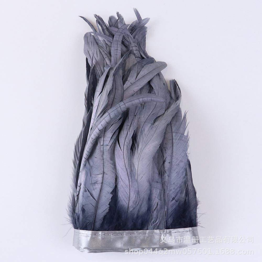 25-30Cm Dyeing Purple Tail Cloth Edge Clothing Accessories Pendant Handicraft Material Chicken Feather Cloth Belt Diy