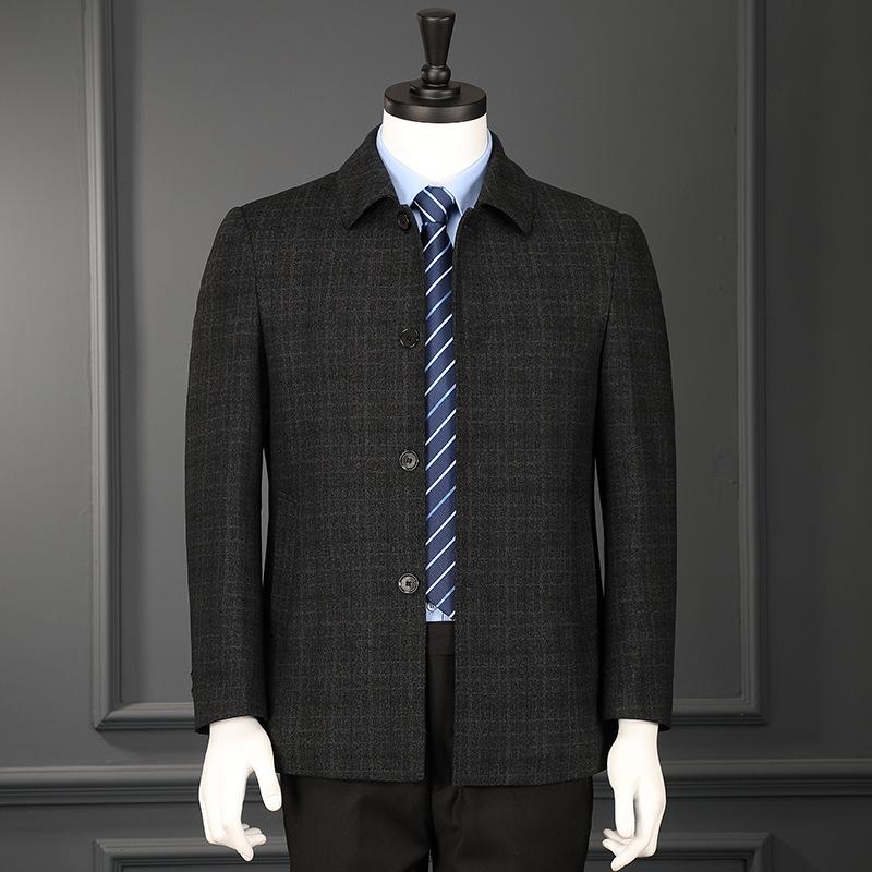 

Шерстяная кашемировая куртка мужская с лацканами для людей среднего и пожилого возраста, ветровка, пальто средней длины, осенне-зимнее шерстяное шерстяное утолщение 195